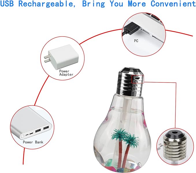 Usb Air Humidifier | Bulb Humidifier Lamp Shape