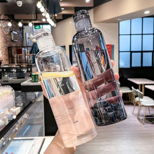 Transparent With Time Scale Water Bottle Large
