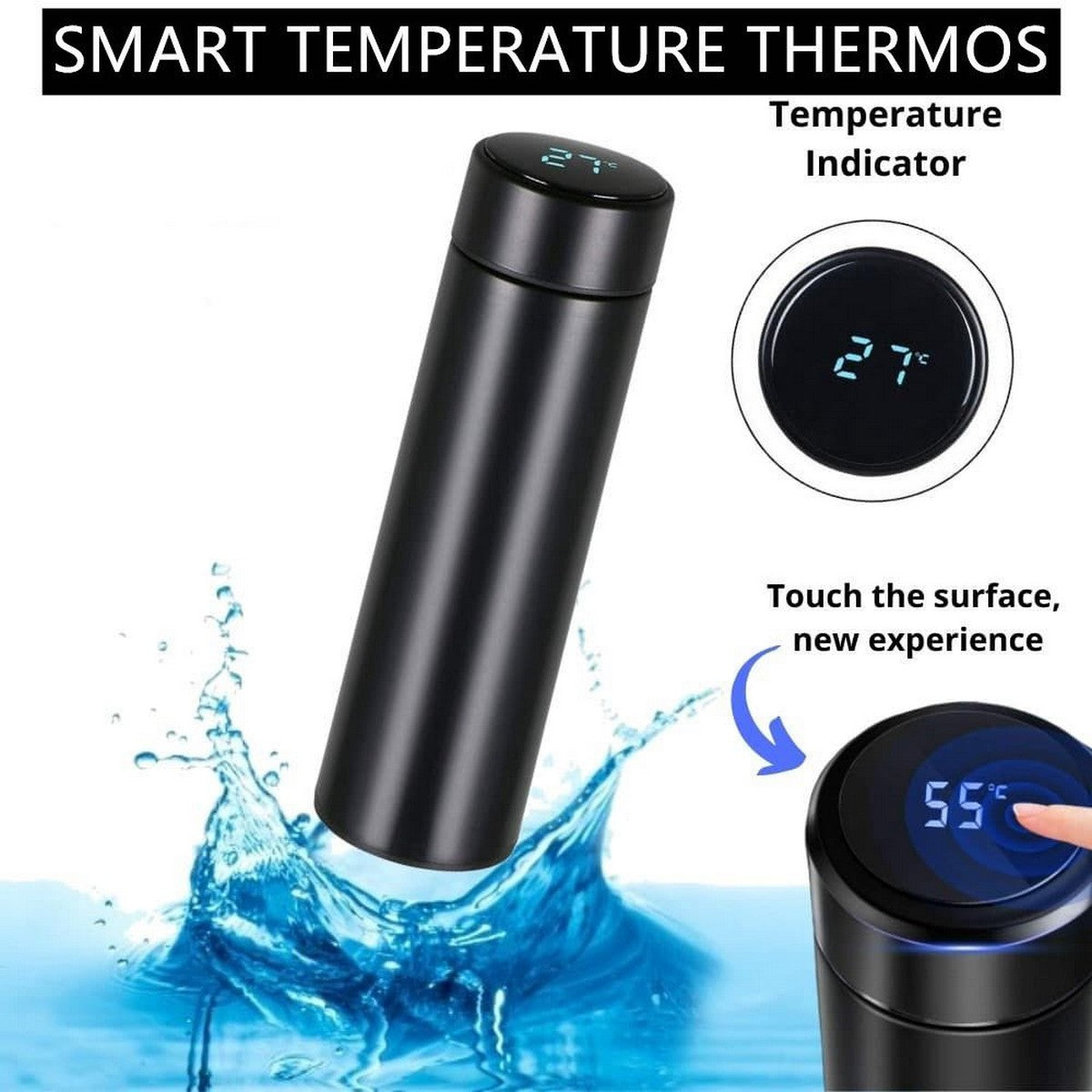 Temperature Water Bottle, LED Temperature Display,