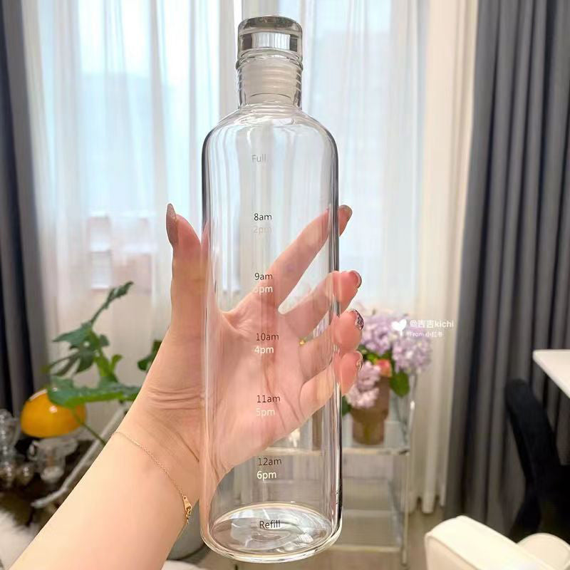 Transparent With Time Scale Water Bottle Large